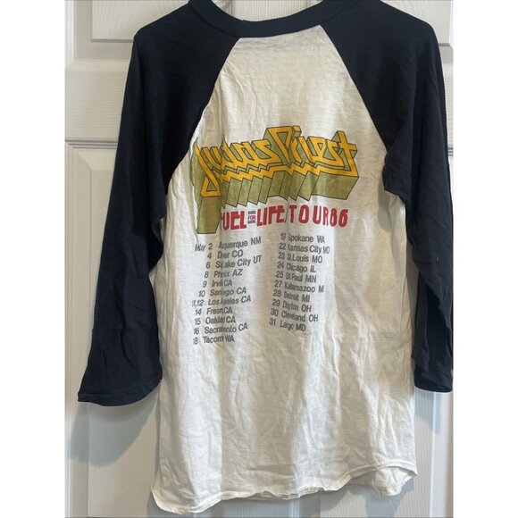 1986 JUDAS PRIEST Fuel For Life Tour 3/4 Sleeve Raglan Shirt LARGE - Picture 2 of 8